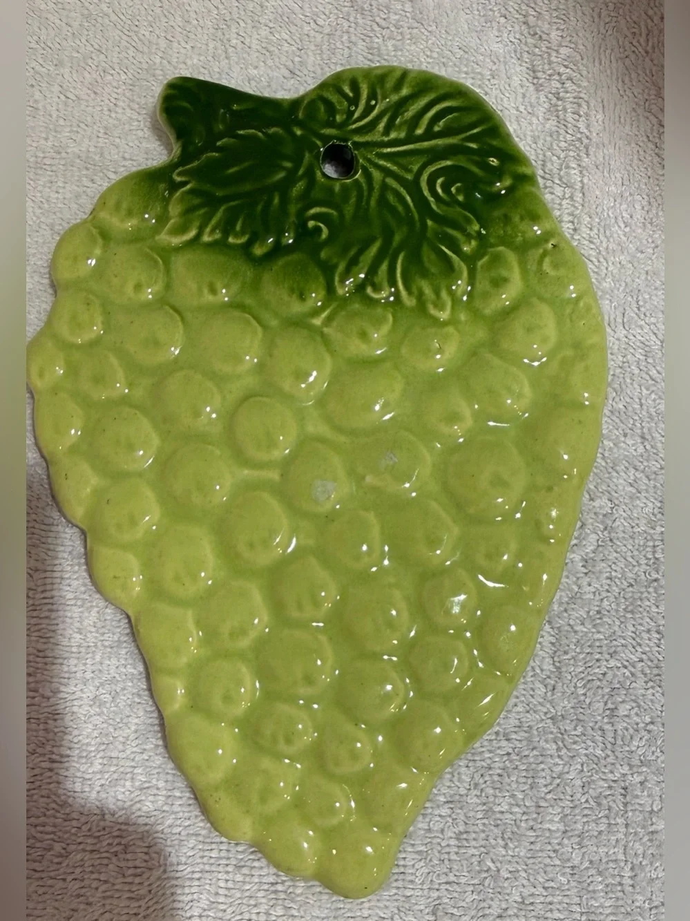 Vintage Green Grape Cluster Wall Hanging Or Serving Plate Made In Brazil
